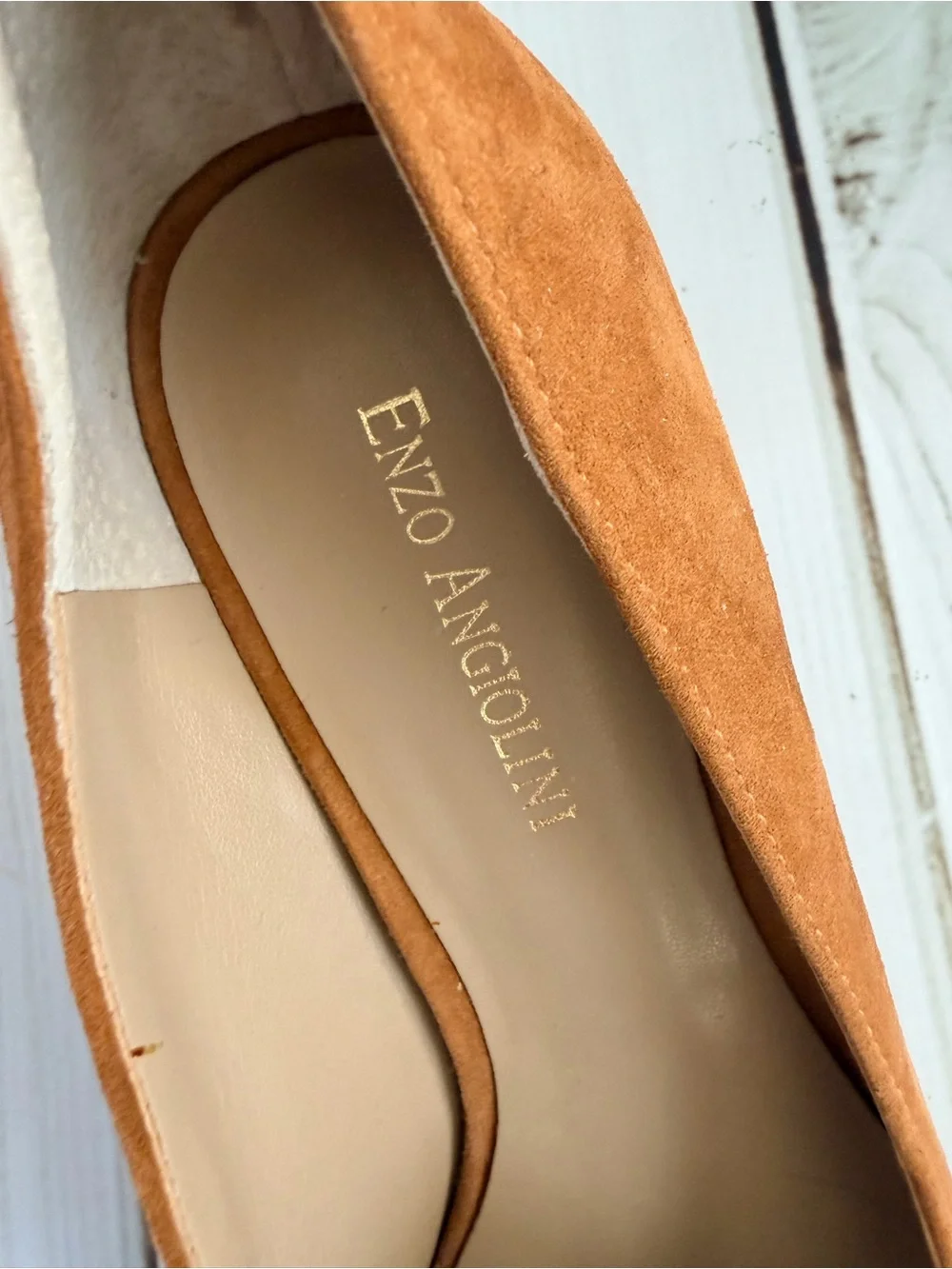 Enzo Angiolini Women's Tan Suede Leather Pointed-Toe Low Heels
